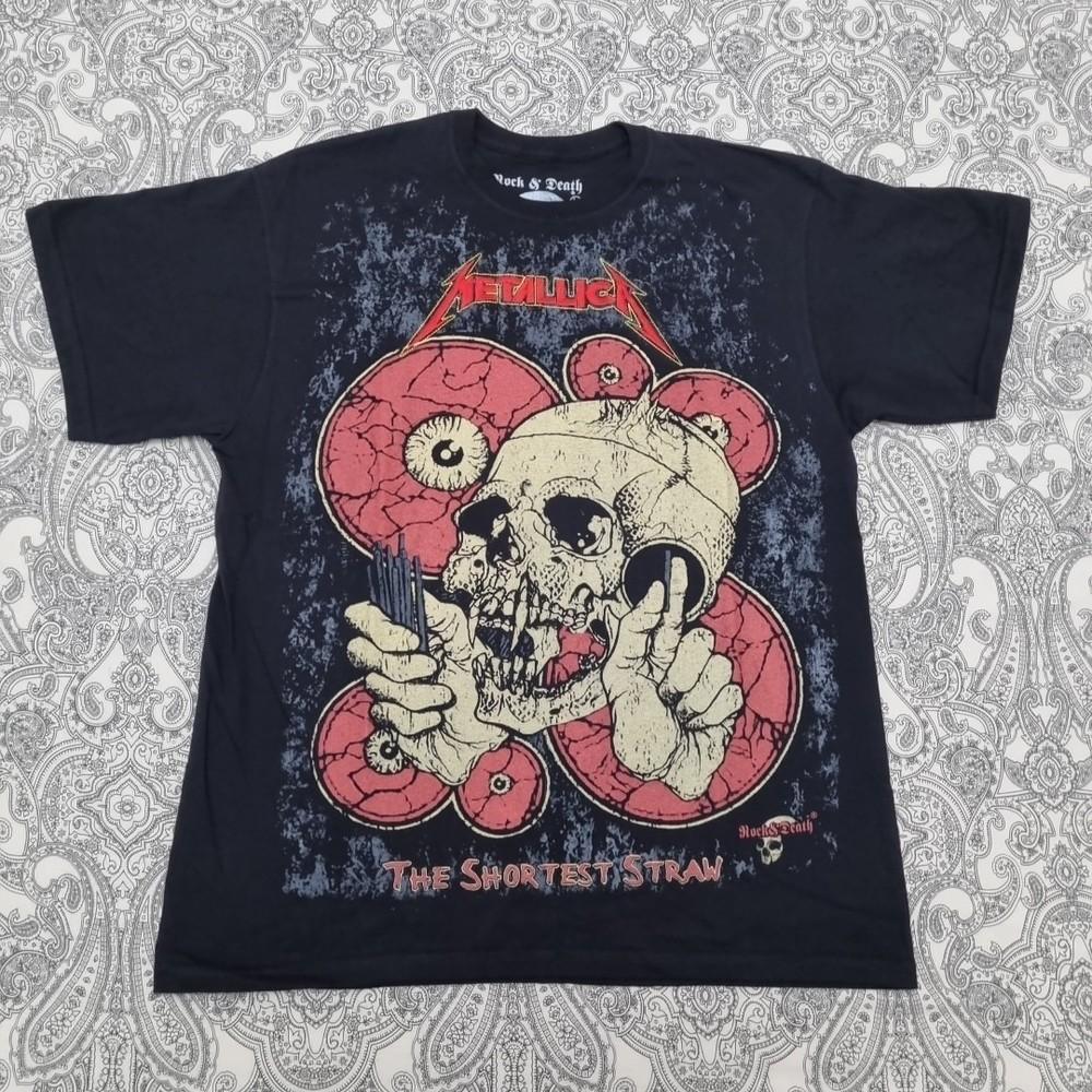 Metallica Vintage Band T-Shirt The Shortest Straw Embroidered Print New
