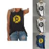 Exquisite Women's Sleeveless Sunflower Tops Blouse For Effortless Summer Style