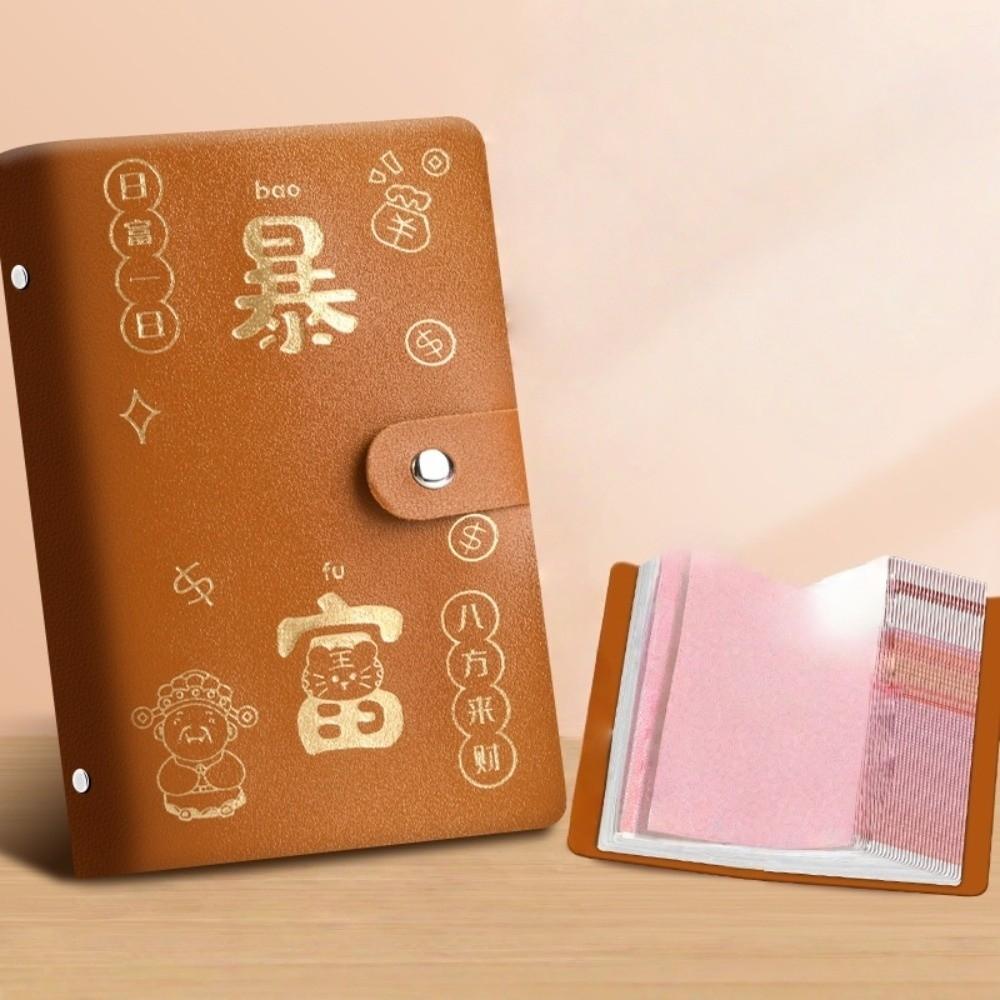 Pasta Desafio de Economia de Dinheiro em Couro PU Caderno de Orçamento de Dinheiro para Ano Novo Chinês Organizador de Dinheiro