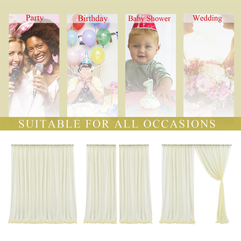 Backdrop Curtain Beige 1.5x2.5m Yarn Durable Backdrop Drape for Wedding Party Photo