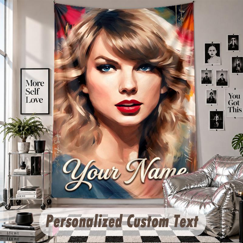 Wall Hanging Tapestry With Custom Name & Text, Taylor Swift Decorative Tapestry For Bedroom