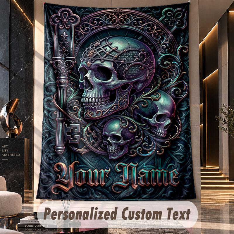 Skull Gothic (14) Theme Custom Tapestry Personalized Custom Name Text Wall Hanging Tapestry Home Decor Background Cloth