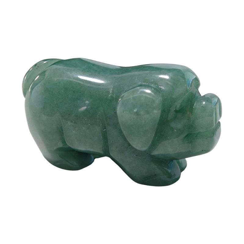 Traditional Chinese Zodiacs Green Aventurine Ornament Carved Crystal Animal Statue For Cultural Home Decors Collectibles