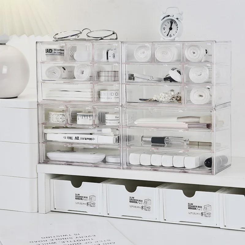 7-Grid Dustproof Transparent Drawer for Stationery, Jewelry, and Cosmetics