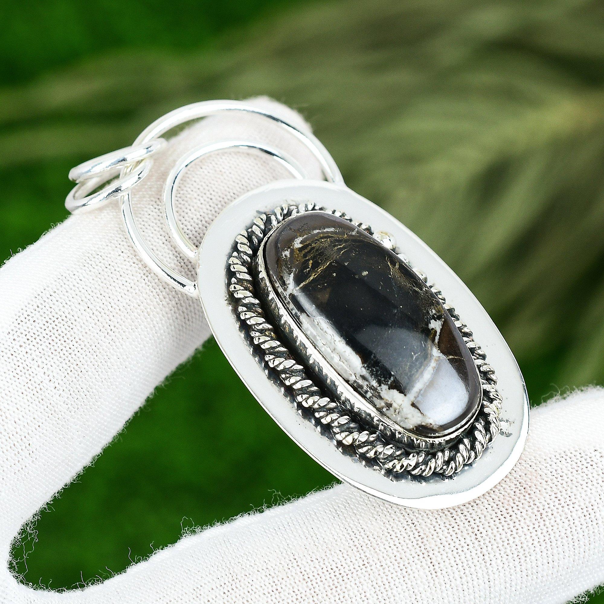 

Moroccan Mud Crack Fossil Gemstone Bezel Birthday New Pendant Jewelry 925 Silver