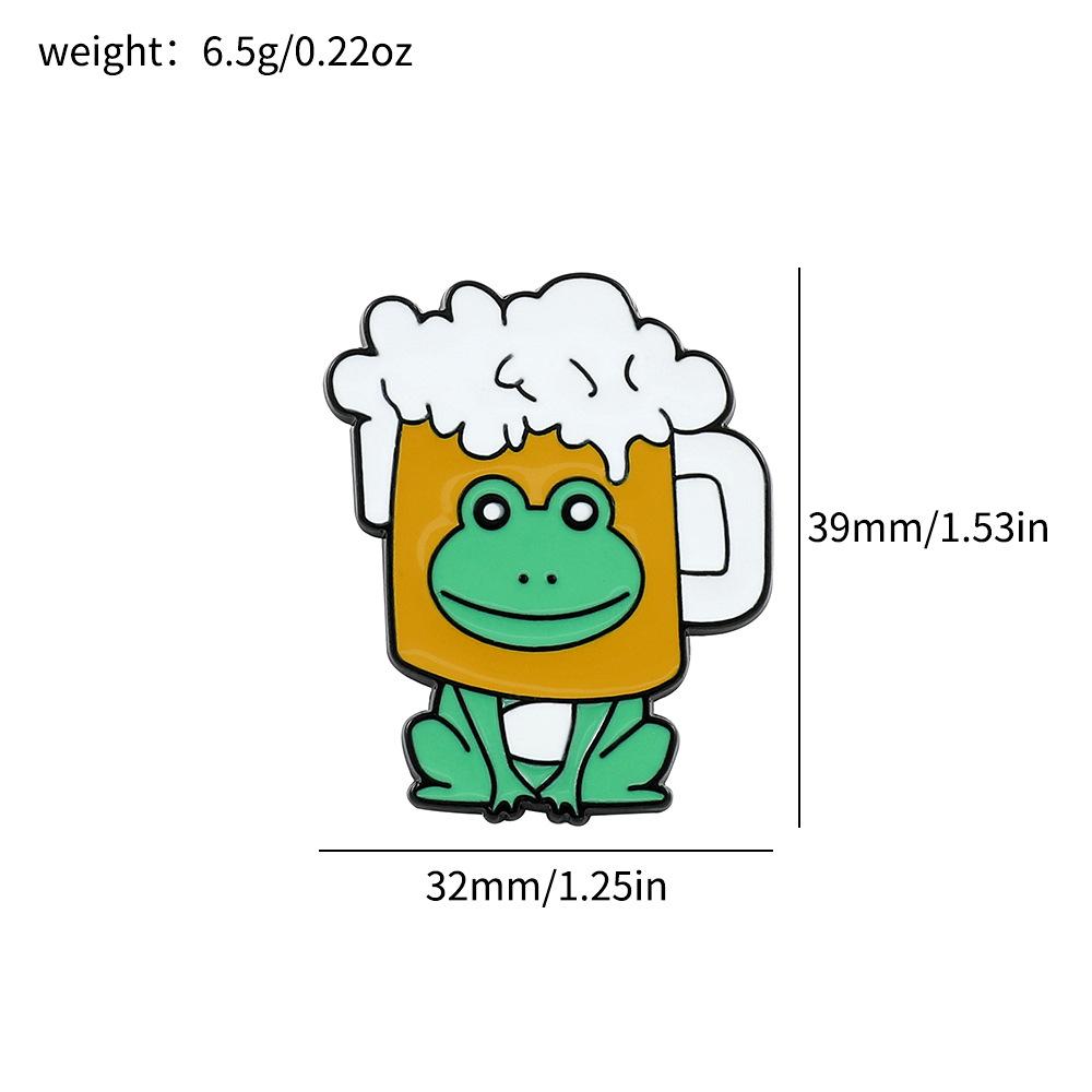 Cartoon creative funny frog brooch frog milk tea drink metal badge oil dripping alloy clothes bag accessories
