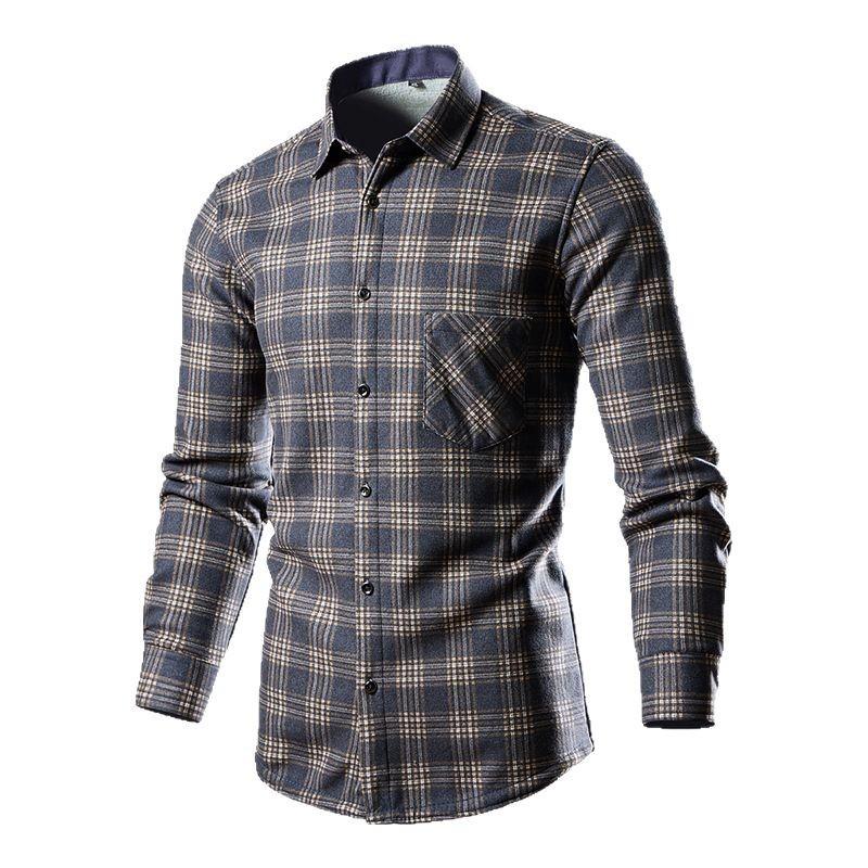 

Рубашка с длинным рукавом Мужская Зимняя Новинка Мужская Повседневная Модная Теплая Тренд Рубашка 5XL