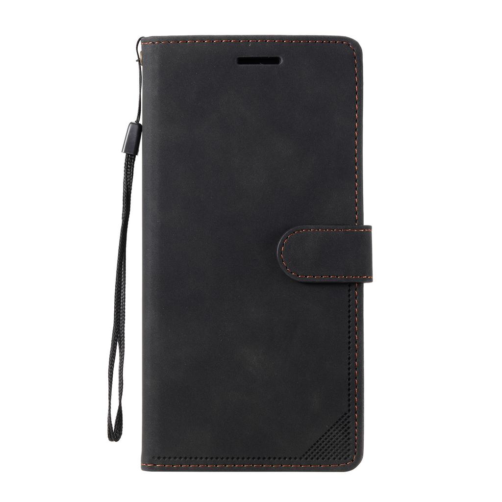 Applicable to iPhone15 mobile phone leather case S24 solid color matte anti-theft brush card holder wallet protective case