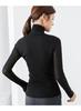 Women's Velvet Mesh High-Neck Base Layer: Long-Sleeve, Solid Color, Slim Fit for Autumn/Winter 2023