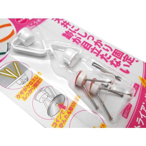 Nikkei Sangyo Magic Cloth 8 J Hook, Semi-Triangle, White, MJ-020W, 1cm Deep X 2cm High X 1.7cm Wide, Includes 2 Caps, 2 Mounting Pieces, and 9 Spare N