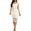 Sexy Women Dress Lace Hollow Backless Elegant Party Chic Retro Dress Black White Lace Dresses