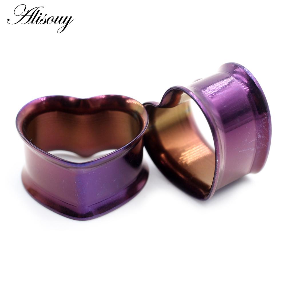 Alisouy 2 pezzi 8mm-30mm Acciaio Inossidabile 316L Amore Cuore Tunnel Auricolari Plug Expander Stretcher Gauge Orecchini Gioielli Piercing Corpo