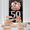 50th Birthday Door Banner Decorations for Women, Rose Gold Happy 50 Birthday Door Cover Sign Party Supplies, Fifty Year Old Bday Photo Props Decor