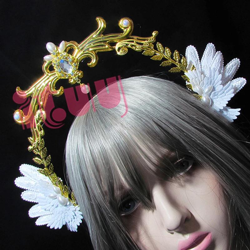 

Handmade Gothic Lolita KC Halo Crown Headpiece Irene Sun Goddess Angel wings Butterfly Halo Headband Baroque Hair Accessories