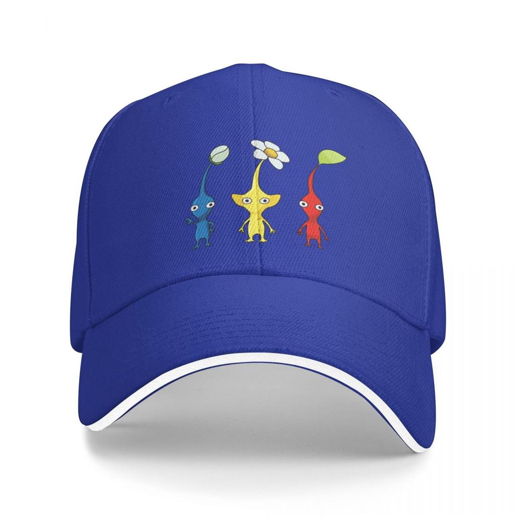 Blue, Yellow and Red Pikmin Sticker Set Baseball Cap Hats Rugby Wild Ball Hat Hats For Unisex Women'S