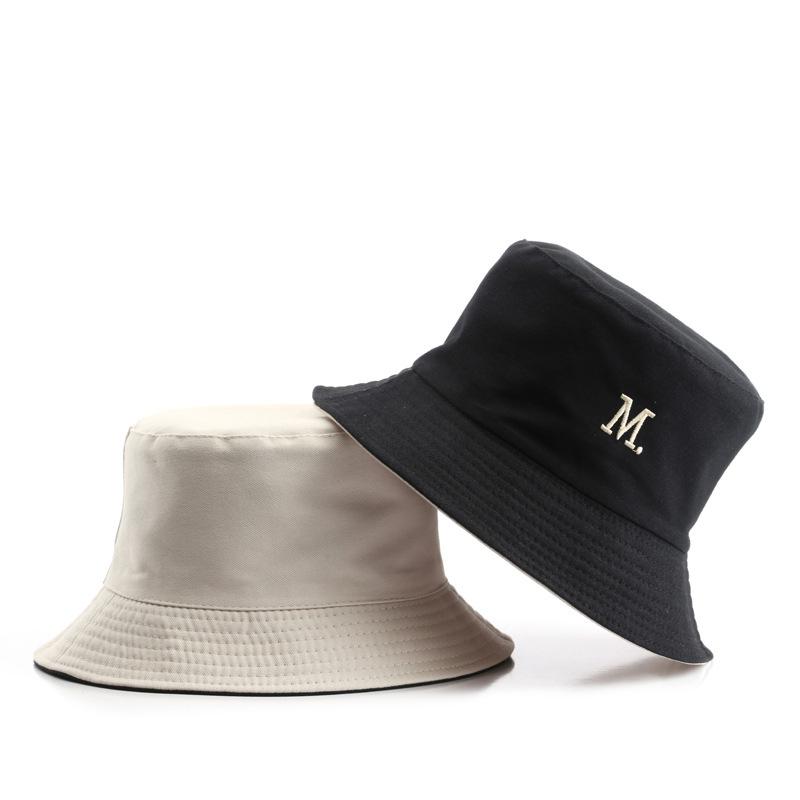 

Летняя двусторонняя рыбацкая шляпа, повседневная панама для мужчин и женщин, хлопковые шляпы от солнца, модная Панама, пляжная кепка, рыбацкая кепка 56cm чёрный