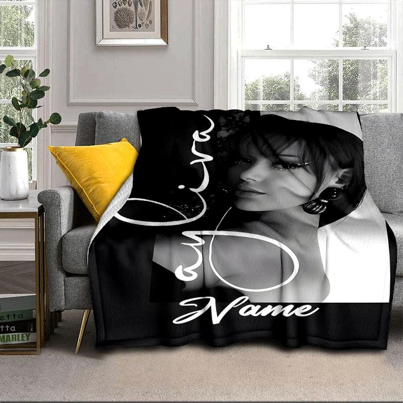 Custom Name Fashionable Ayli-va Blanket Bed Sofa Blanket Flannel Blanket for Camping, Hiking, Picnic Essentials,gift for Family and Friends