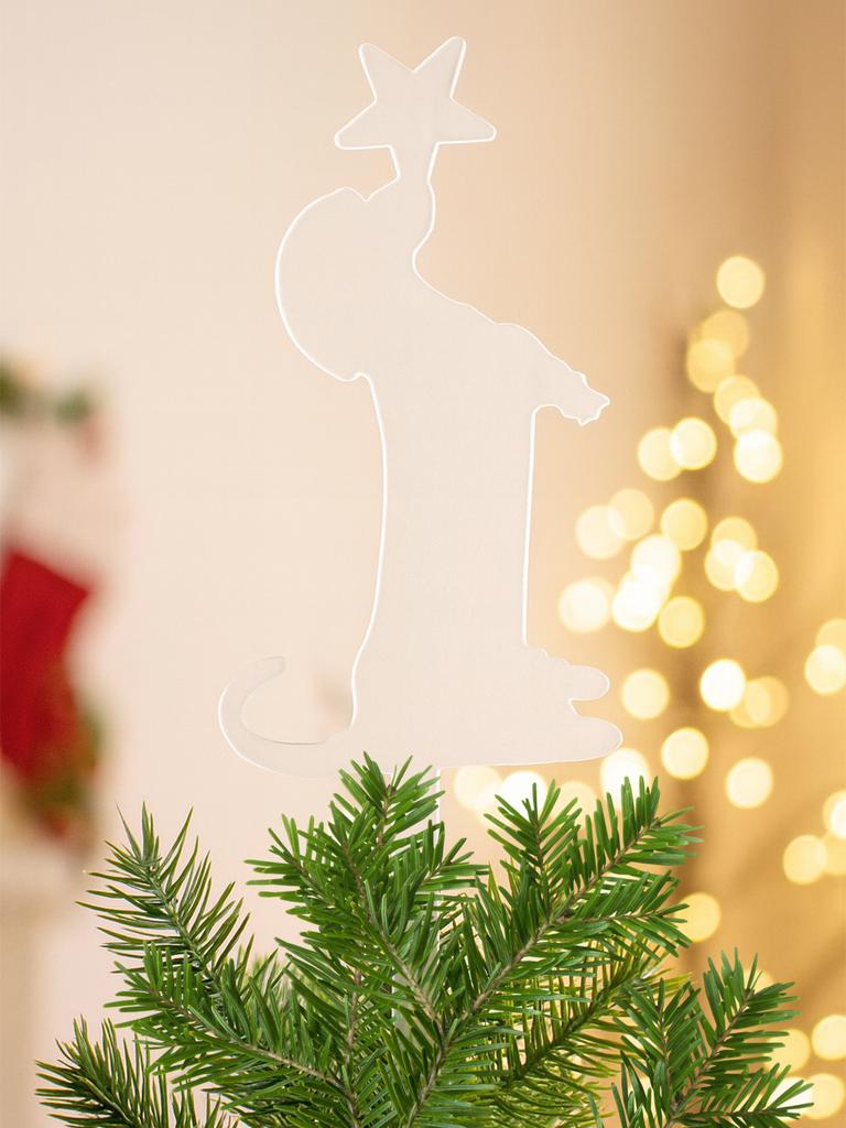 Christmas Acrylic Dog Tree Topper Cute Dog Holding Star Design Ornaments Xmas Tree Hanging Decor for Home & Holiday Party Gift