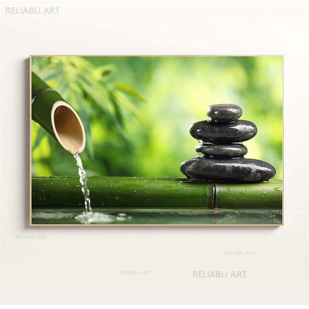 Wandkunst, Wasser, Spa, Steine, Zen, Leinwandmalerei, Kerzen, Orchideenblume, Poster, Wandbilder für Badezimmerdekor, Wohnkultur, Cuadros