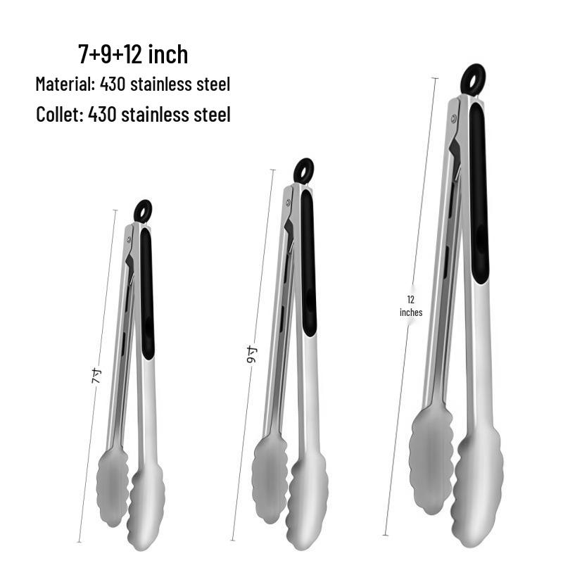 Stainless Steel Anti-Scalding BBQ and Bread Tongs
