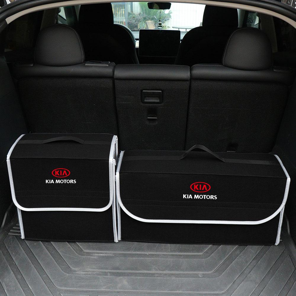 2026 Heißer Autoaufkleber 1 Stück Auto Kofferraum Aufbewahrungstasche Leder Campingbox Faltbar Für Kia Rio 3 Soul Picanto EV6 Cerato Niro Fort