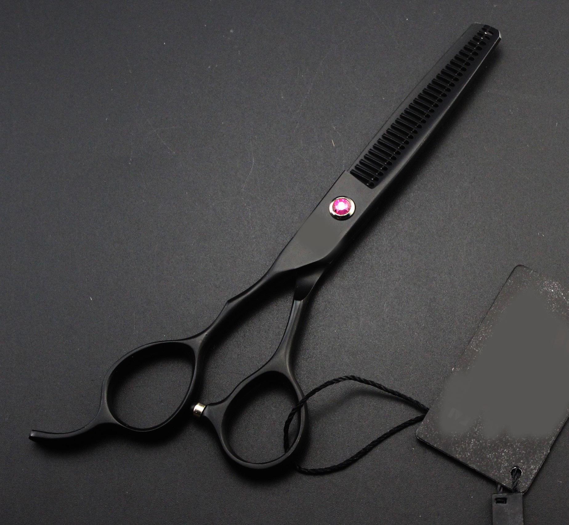 6.0-Inch Black Baked Paint Left-Handed Straight & Thinning Scissors