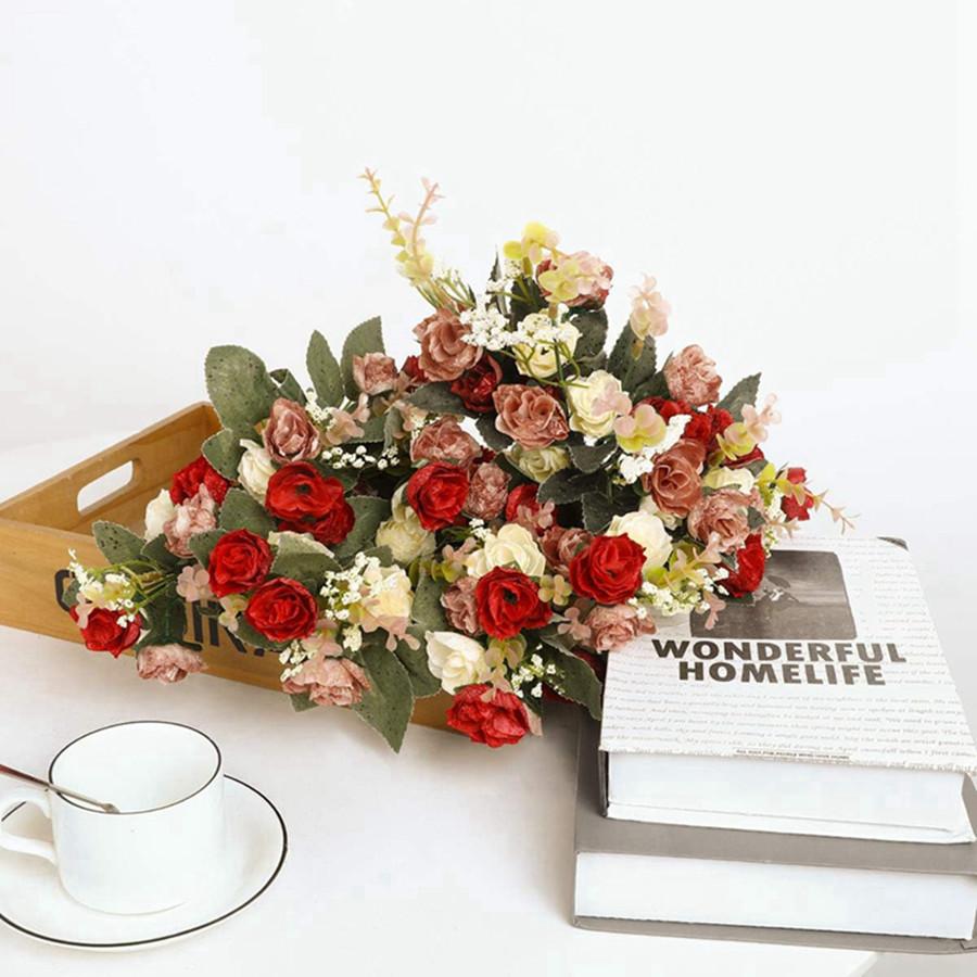 1/2PCS Artificial Flowers Little Rose Silk Flowers Plastic Flowers Plant Home Hotel Wedding Christmas Office Tables Decoration