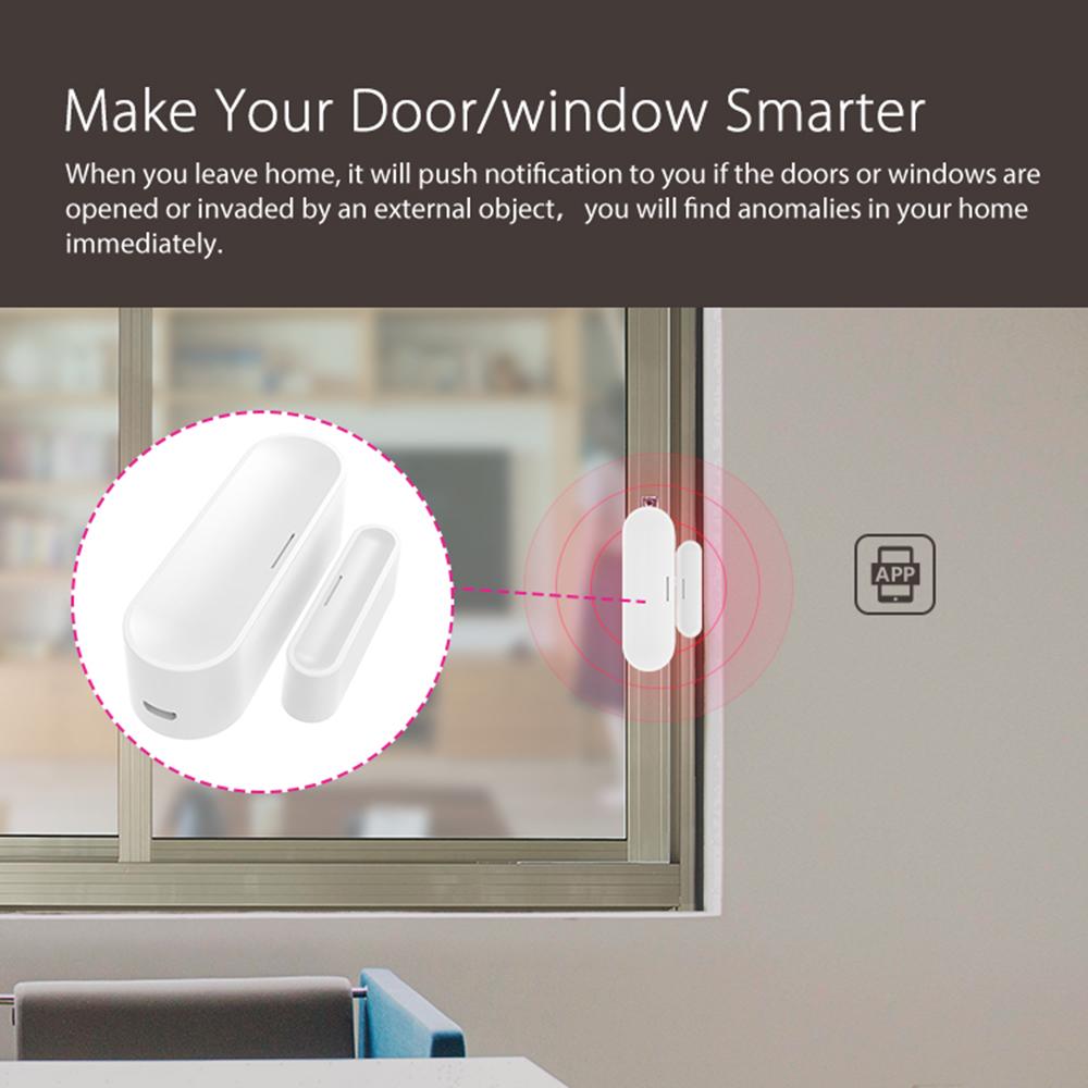 Smart WiFi Door Window Sensor Home Security Sensor with Push Notification Smartphone APP Remote Control Replacement for
