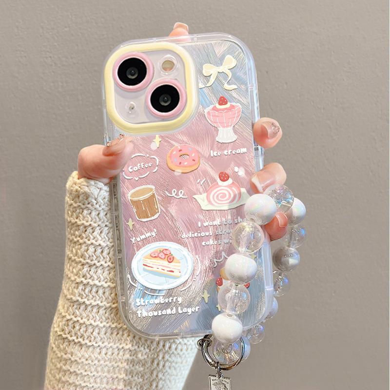 Strawberry Cake for IPhone 17 Mobile Phone Case 15pro Feather Yarn for IPhone 14 Promax Lens All Inclusive 13/12