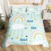 Rainbow King Queen Duvet Cover Colorful Rainbows Bedding Set Watercolor Floral Butterfly Comforter Cover Polyester Quilt Cover