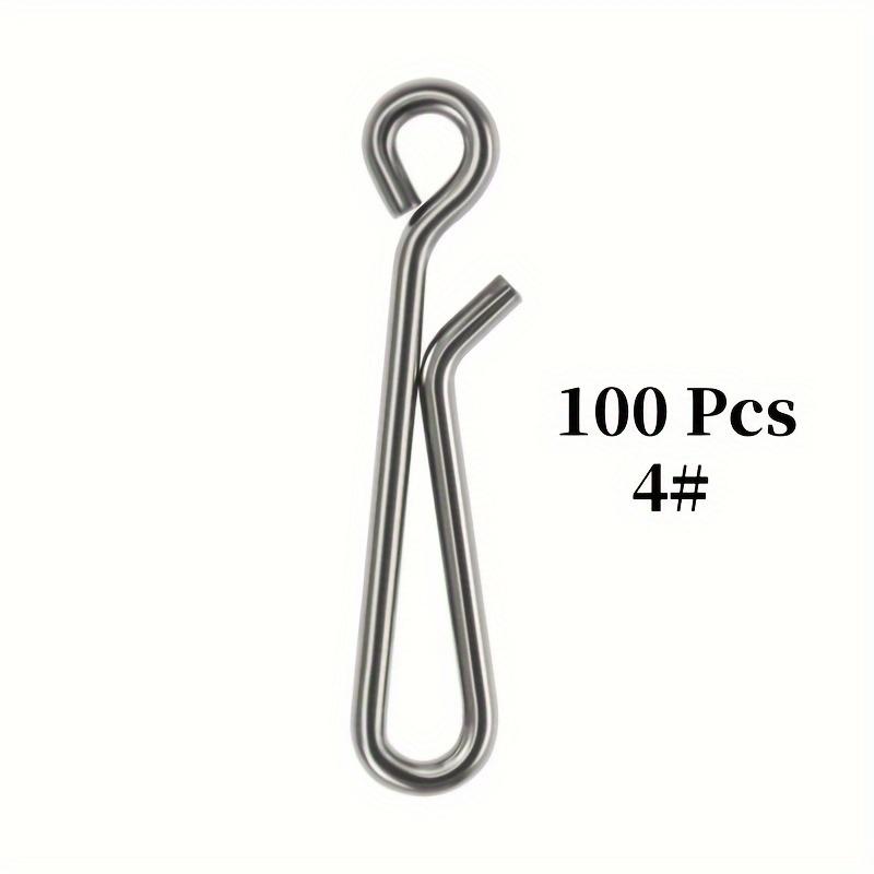 100pcs Silvery Stainless Steel Sea Fishing Lure Hanging Pin, Quick Connector Hook, Fishing Gear Buckle
