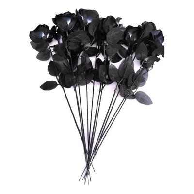 10 Pcs Black Rose Artificial Flower Halloween Gothic Flowers Wedding Home Party Fake Flower Home Decoration