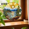 Retro Style Suncatcher Acrylic Scenery/Bird Hanging Ornament, Stained Glass Pendant, Double Sided Indoor Christmas Wall Decor Decoration with