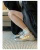 Cowhide version of the new silver ballet sports and leisure shoes, flat single shoes, women's shallow mouth square head thick sole Mary Jane shoes