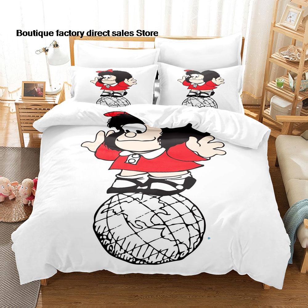 2D Mafalda Bedding Set Single Twin Full Queen King Size Bed Set Kids Bedroom Duvetcover Sets Anime Mafalda Bed