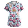 Uniforme de lucru imprimate de Ziua Îndrăgostiților pentru femei Uniforme de protecție cu buzunar cu decolteu în V