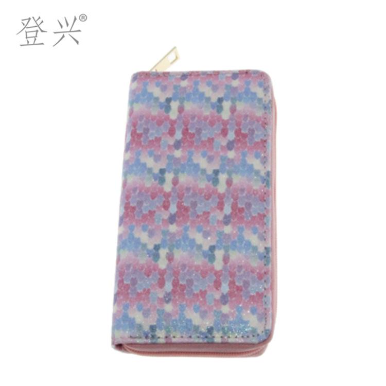 New sequined snake pattern laser gradual change color PU long wallet, student card bag clutch bag