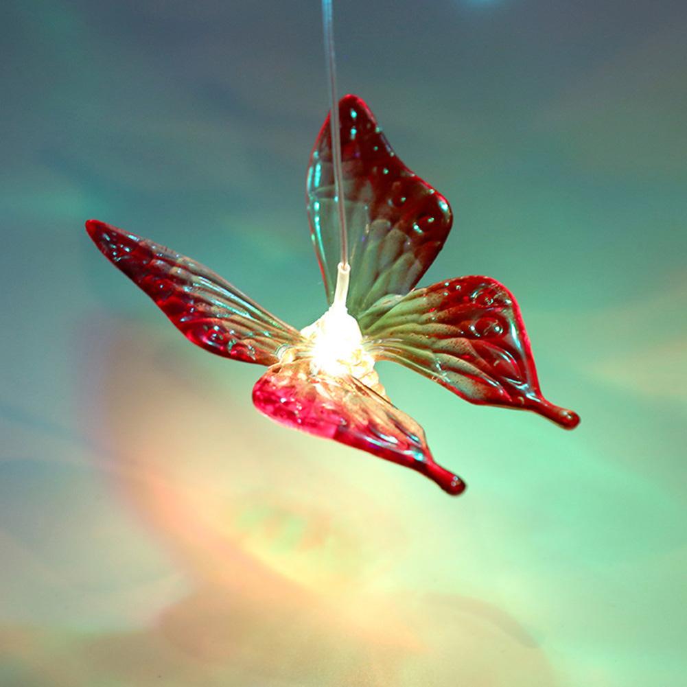 LED Solar Wind Chime Crystal Butterfly Hummingbird Colorful Lights Waterproof Outdoor Windchime Solar Light for Garden Decor