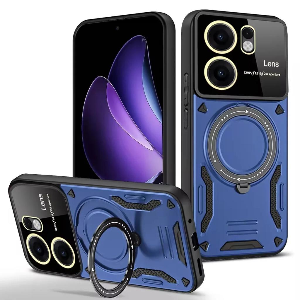 360° Magnetic Ring Stand Case With Camera Lens Protector For OPPO Reno 15 14 13 12 Pro F A6 Pro A6x A5 A5x 4G 5G Anti-Drop Cover