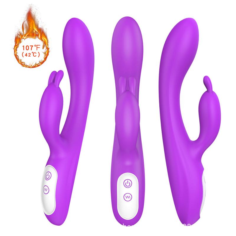 G Spot Couple Vibrator with Heating Function Clitoris G-spot Stimulation Waterproof Dildo with Vibrations Dual Motor Stimulator for Women Couple Fun