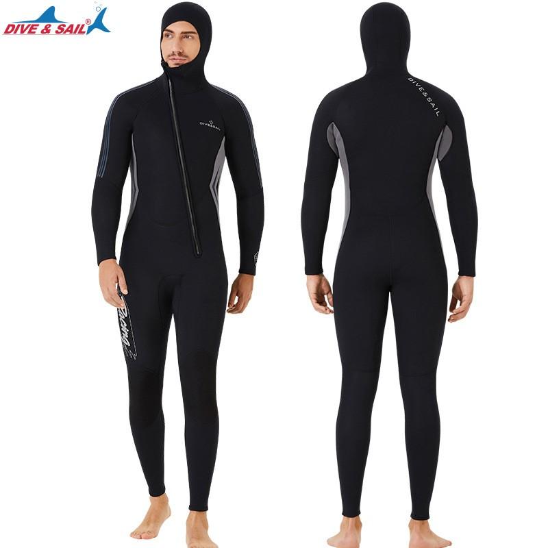 3MM Diving Suit Men's One-piece Hooded Thick Warm Front Zipper Snorkeling Surfing Jellyfish