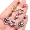 Anello Ombelico a Forma di Cuore Ornamento Goccia d'Acqua 14G Bilanciere Piercing Ombelico Pendente Belly Nombril Piercing Gioielli Donna