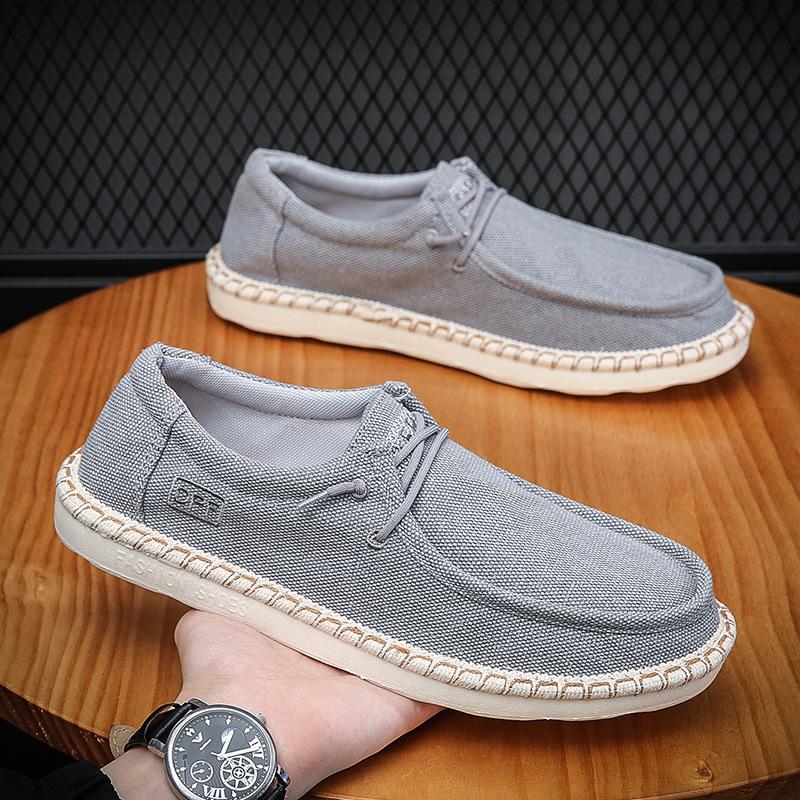 Mode Neue Herren Übergröße Lässige Denim Canvas Schuhe Flache Vulkanisierte Schuhe Mode Britischer Designer Atmungsaktiv Leicht Herren Sneaker Slipper