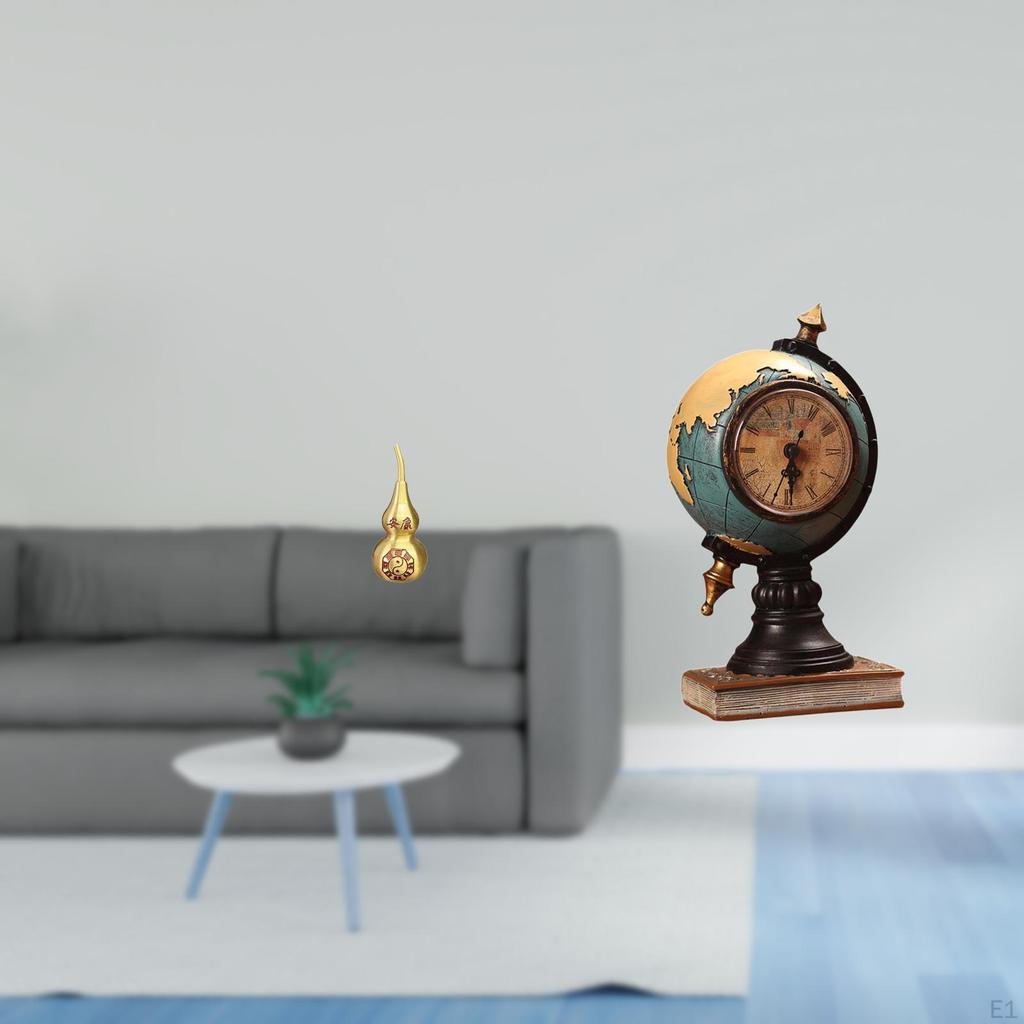 Brass Gourd Statue And Globe Figurine Table Clock Feng Shui Ornament for Spring Festival Decor