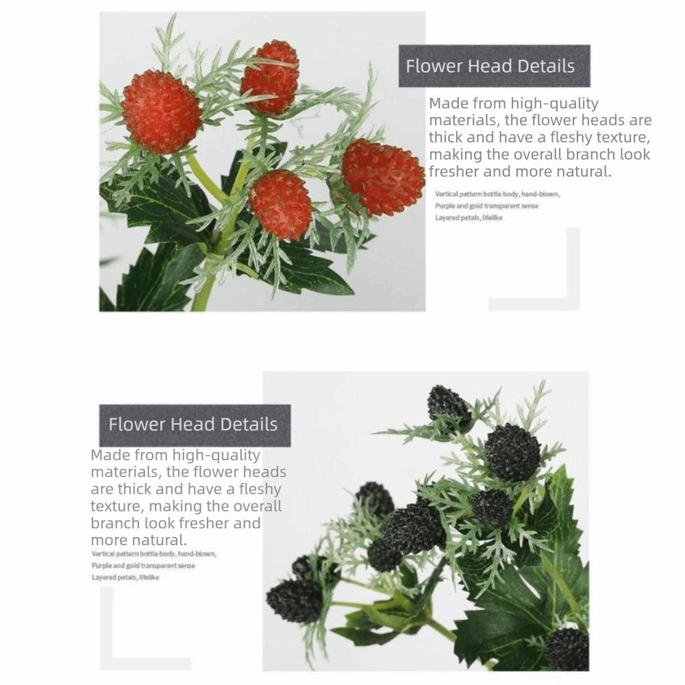 DIY Raspberry Artificial Plant Green Leaves Artificial Raspberry Branches Desktop Ornament