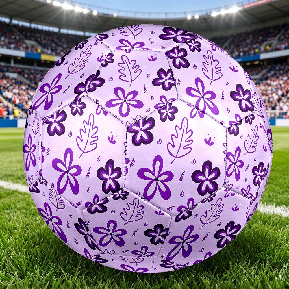 1PC Purple Floral Soccer Ball Size 5 Football Machine Sewn Indoor/Outdoor Universal Football A39