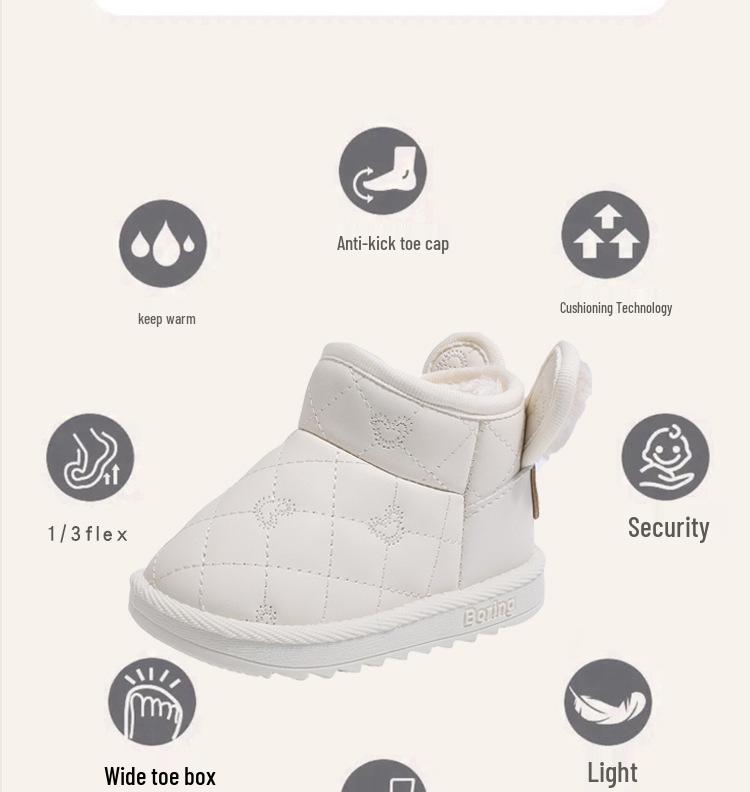 Unisex Warm Waterproof Baby Snow Boots with Velvet, Ages 1-6