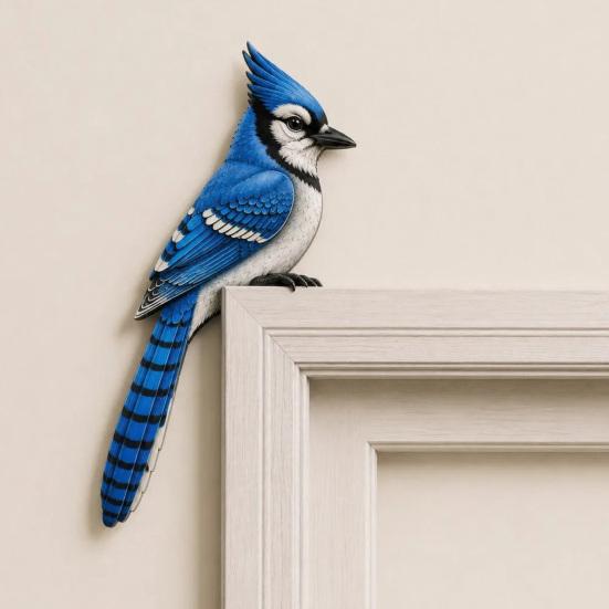 Accents de pièce inspirés par la nature, Décor Topper d'oiseau en bois pour porte, Statuette d'angle de forme adorable, Panneau décoratif en bois fait à la main, Aménagement intérieur de forêt