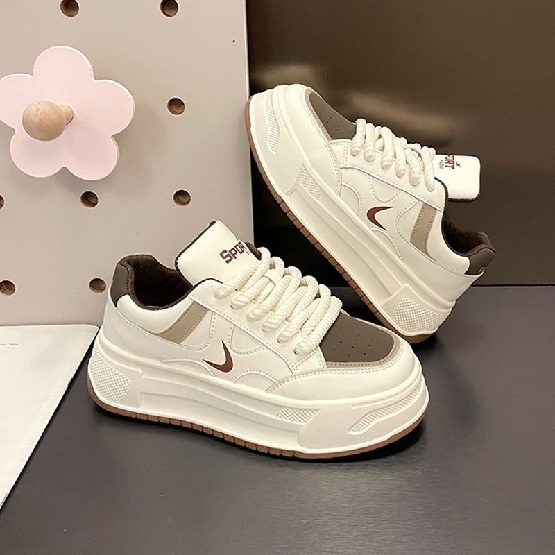 2025 Summer New Korean Version Ins Student Little White Shoes Platform Heightening Sports Board Shoes Trend Street Casual Shoes