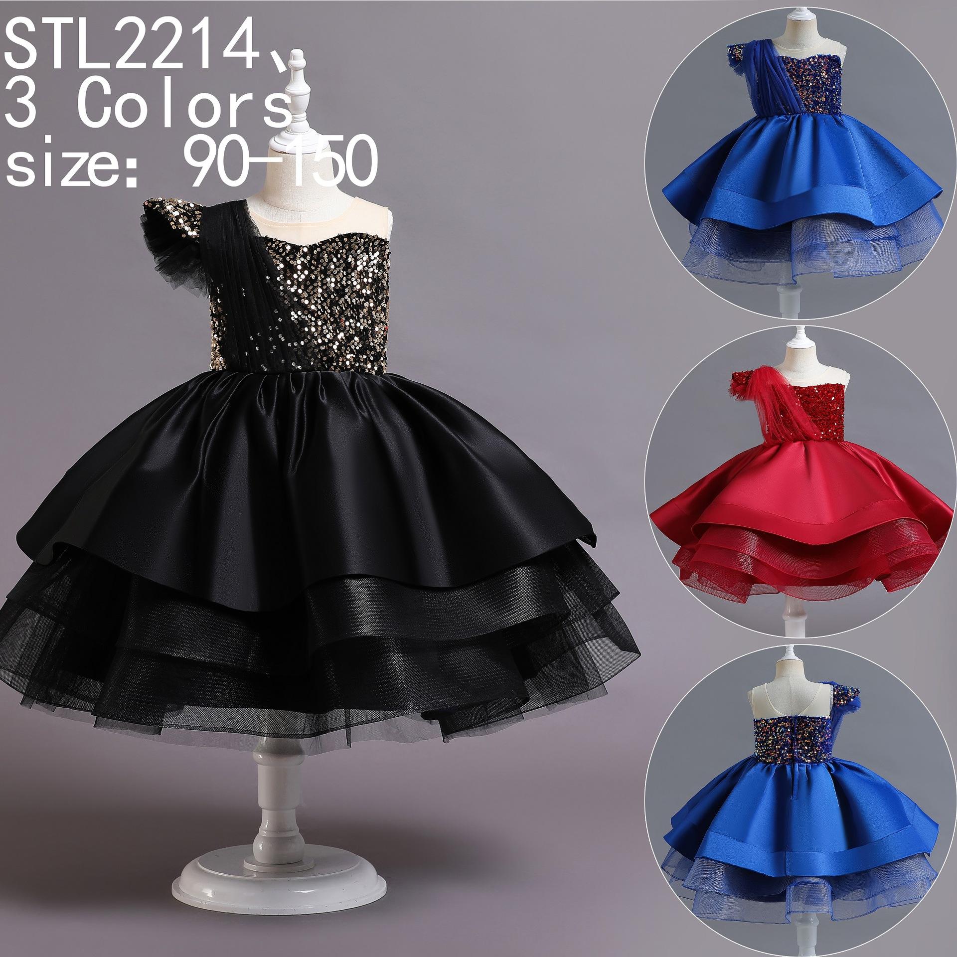 

Детская принцесса Платье Подиум Pettiskirt Девочки Год Празднование Платье Пайетки Костюм для Фортепианного Выступления Вечер